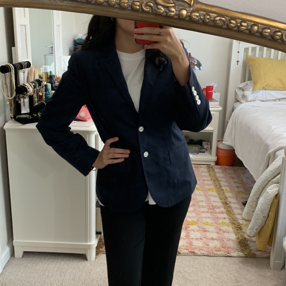 Ellen Degeneres Navy Blazer with White Accents